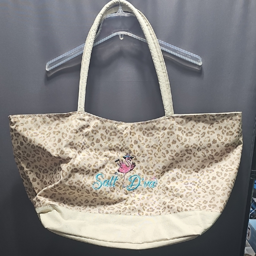 Salt Diva Leopard Print Tote Bag - Cream